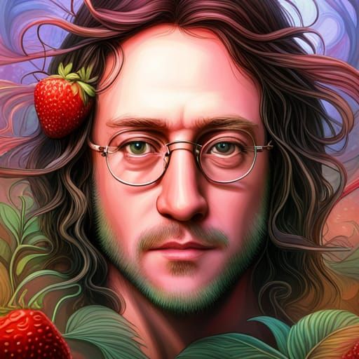 Psychedelic John Lennon in Strawberry Forest
