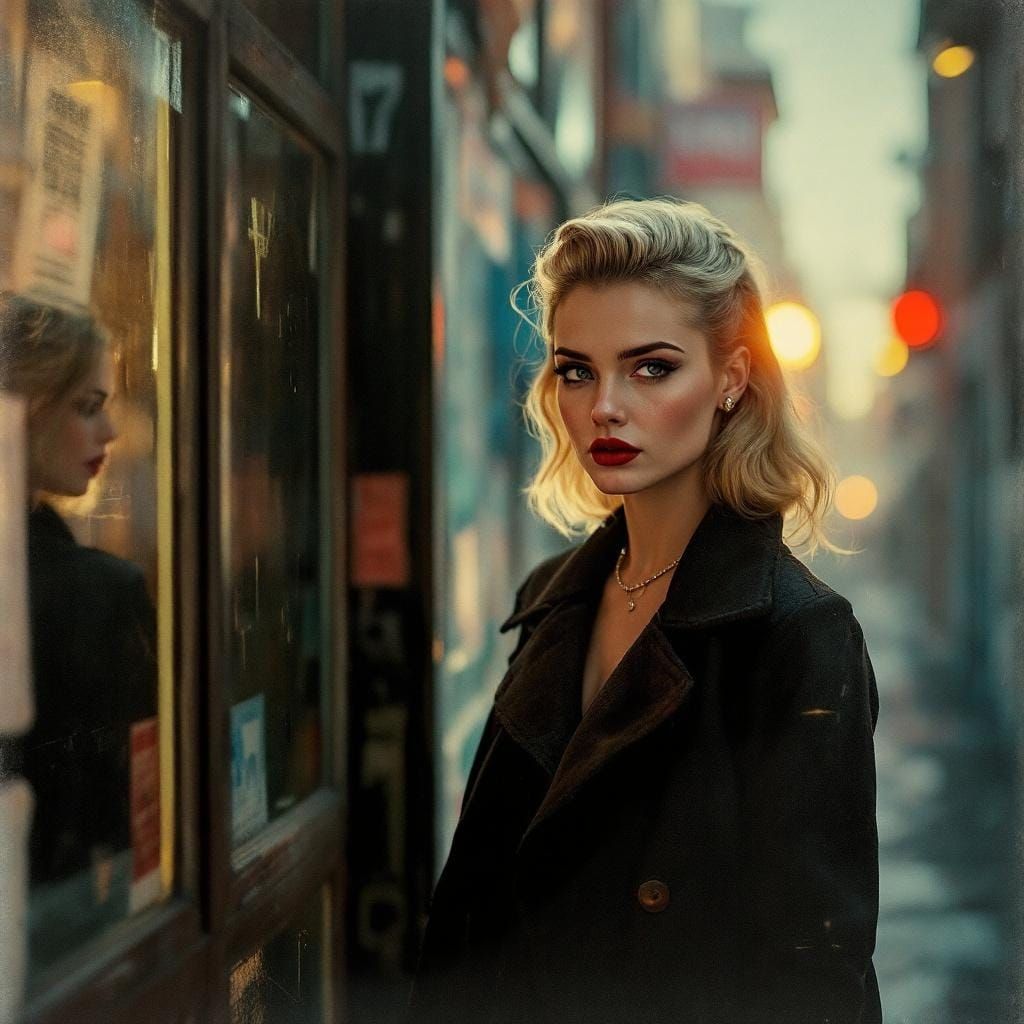 Confident Blonde Woman in Urban Expressionist Style