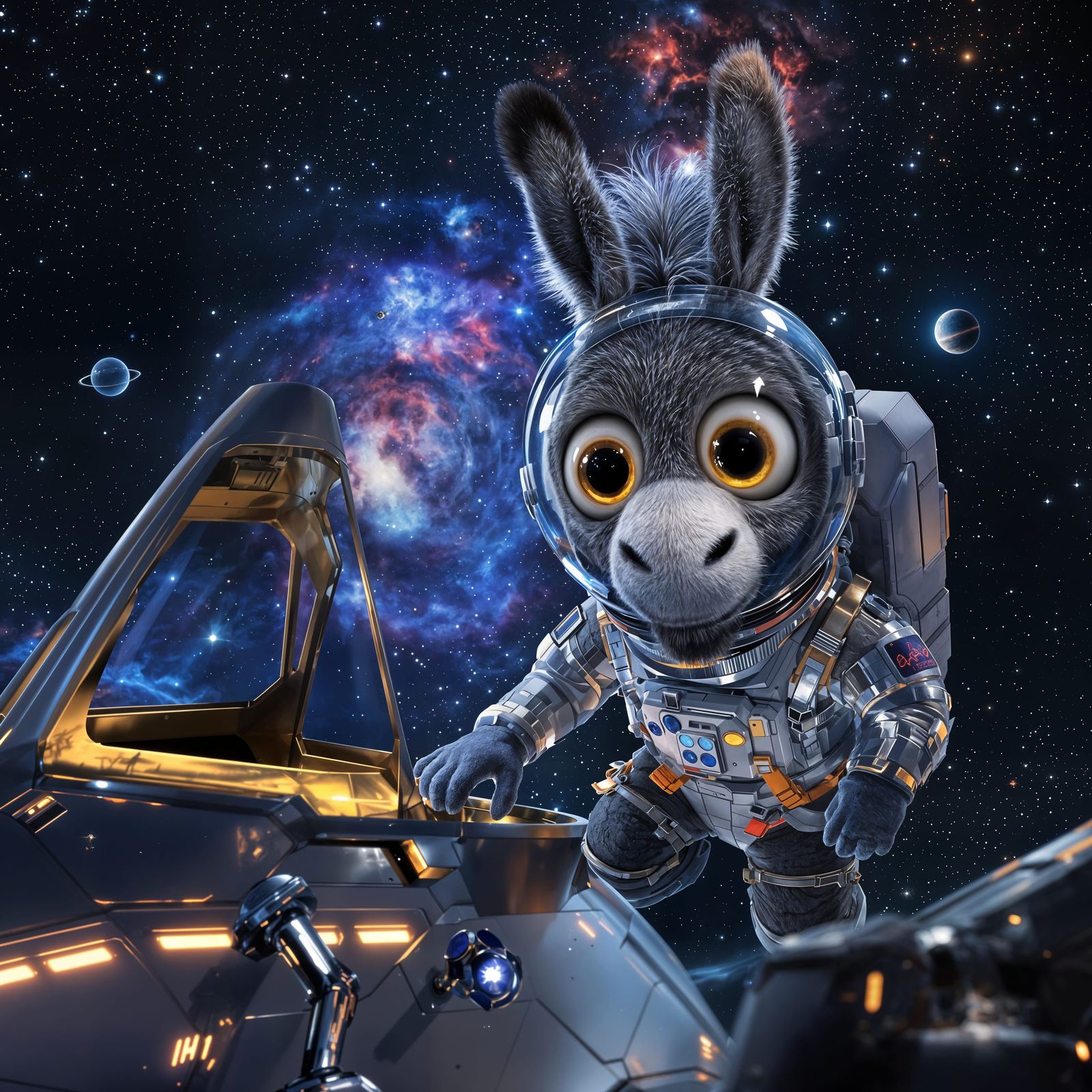 Surreal Donkey Astronaut in Photorealistic 3D