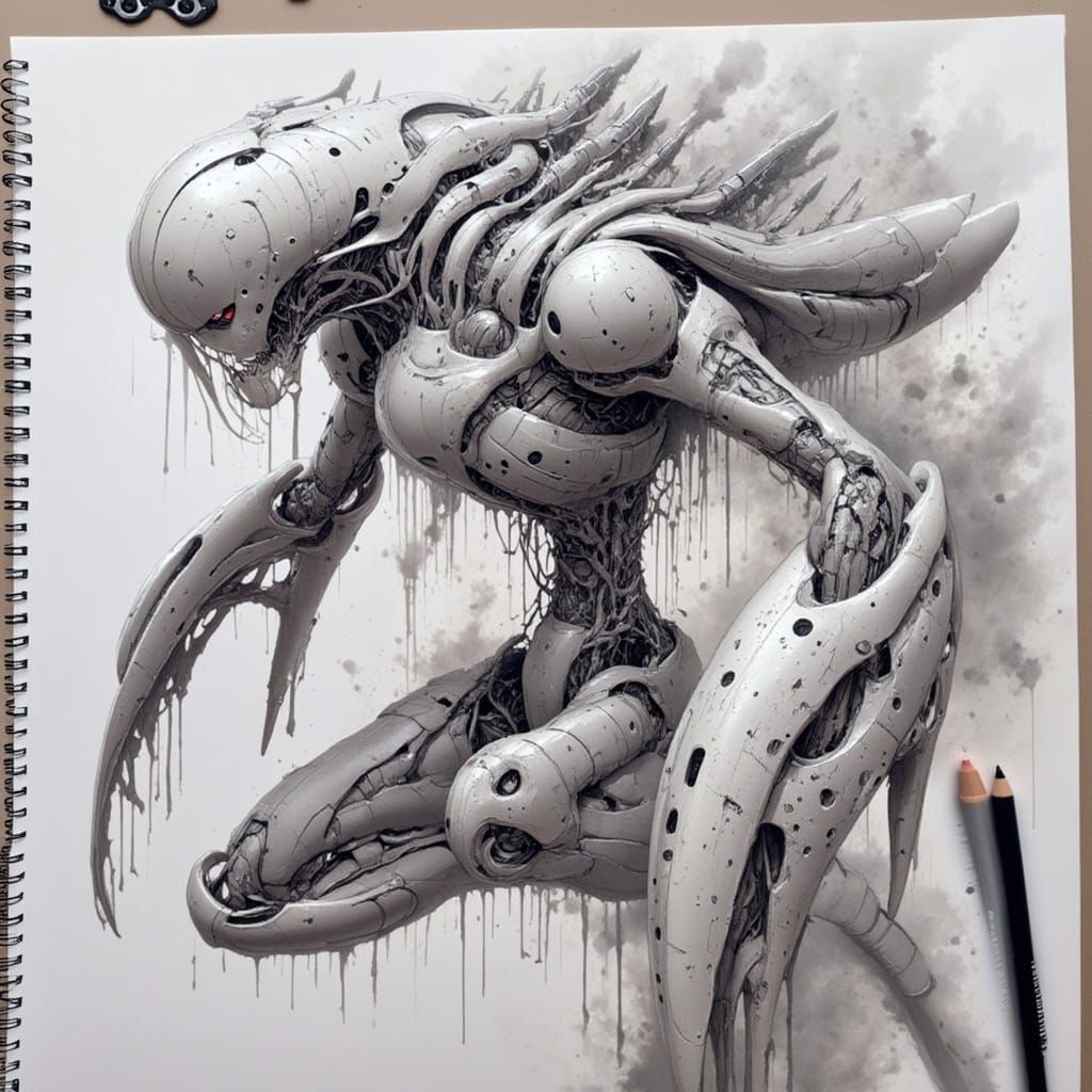 Organic Mecha in Futuristic Stealth Pose