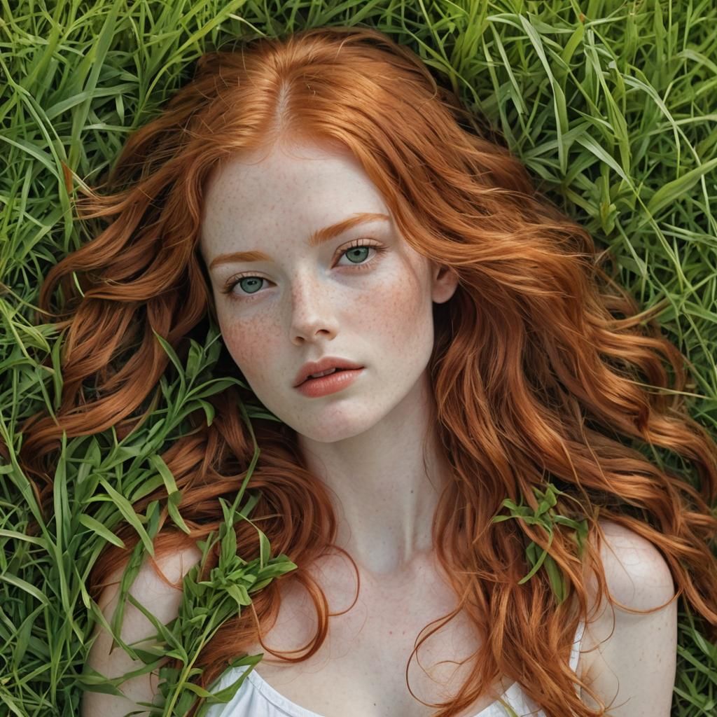 Sensual Redhead Nude in Grassy Meadow