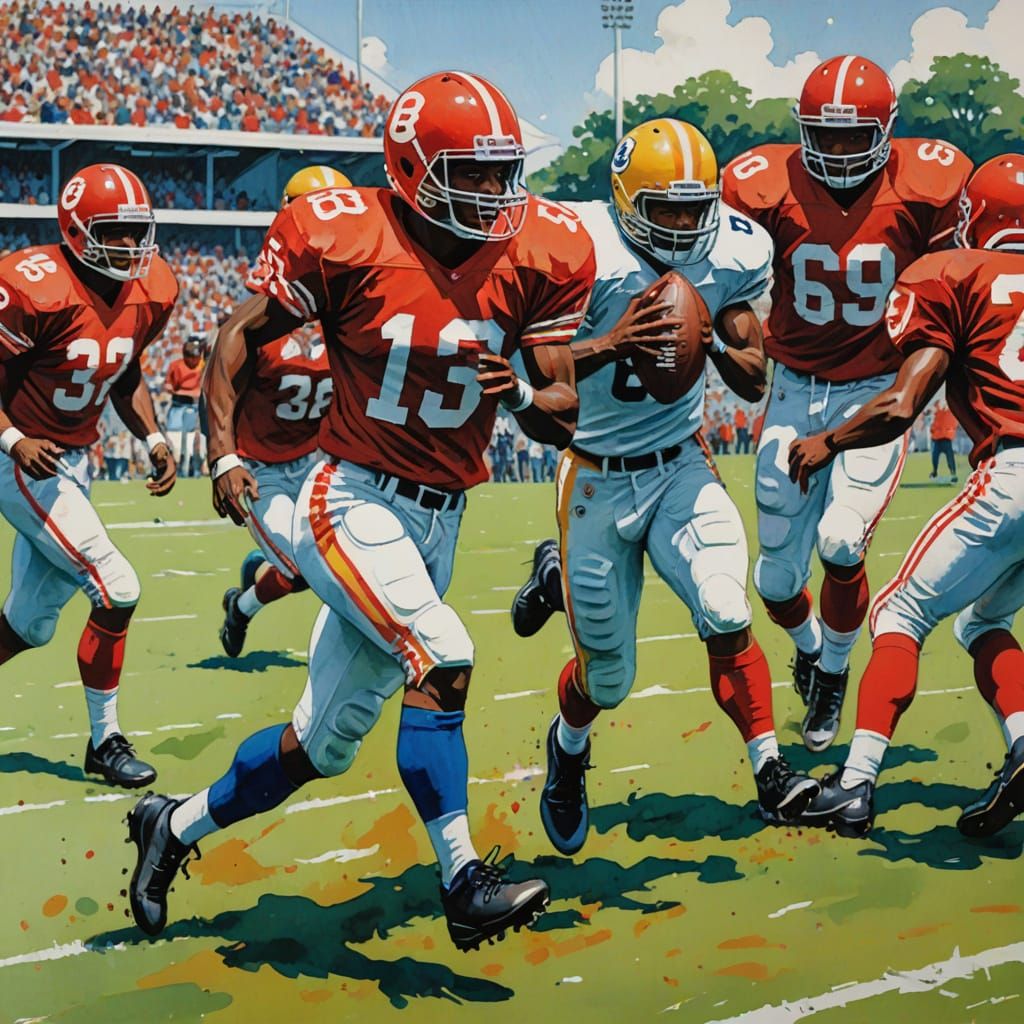 Football action gouache
