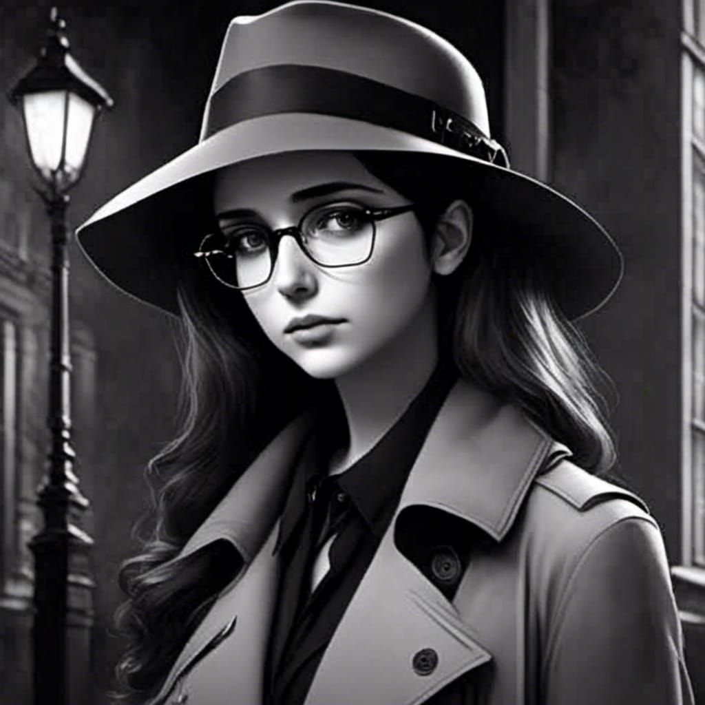 Noir Portrait of Woman with Glowing Briefcase