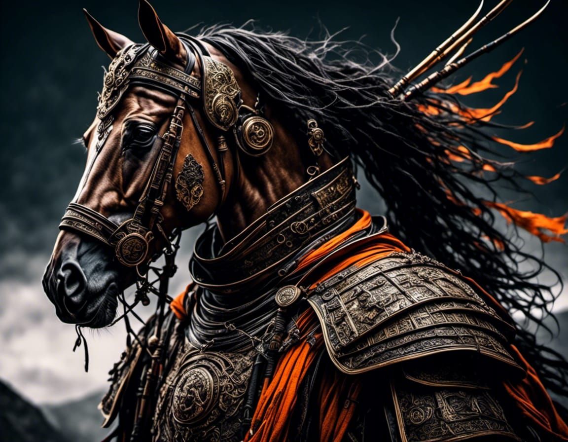 Realistic Samurai Lord of War on Horse