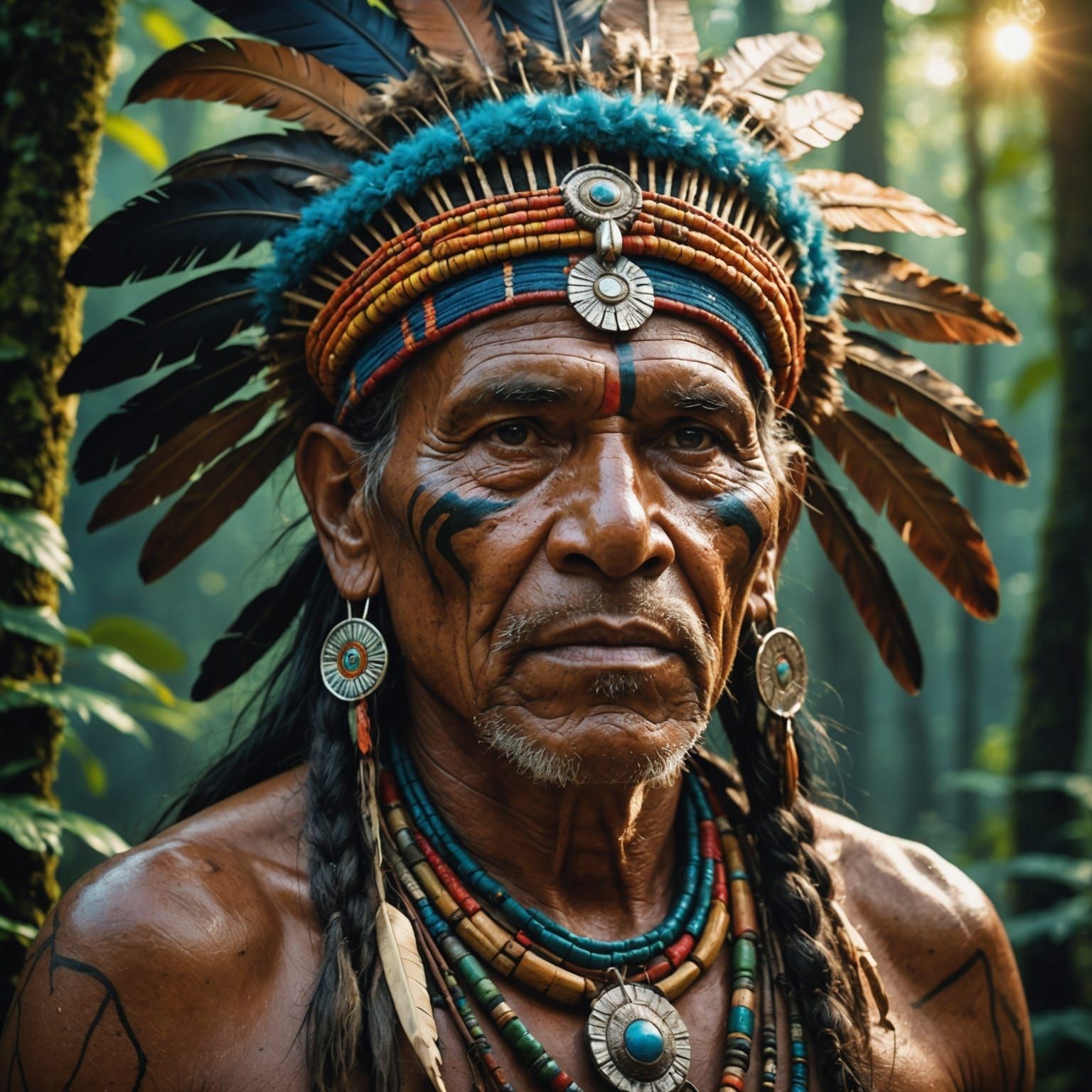 Hyperrealistic Portrait of Amazonian Shaman