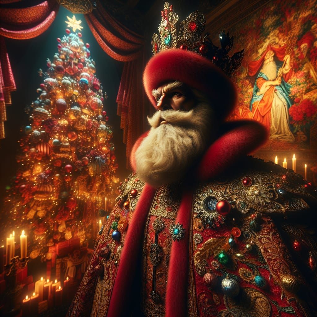 Hyperrealistic Santa Claus with Christmas Tree