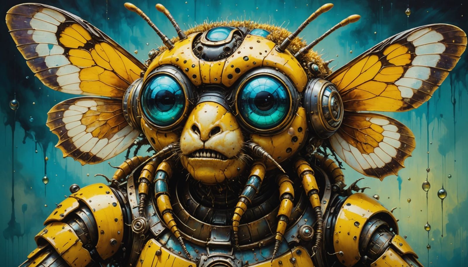 Vibrant Digital Painting of a Fantastical Bumblebee Clown