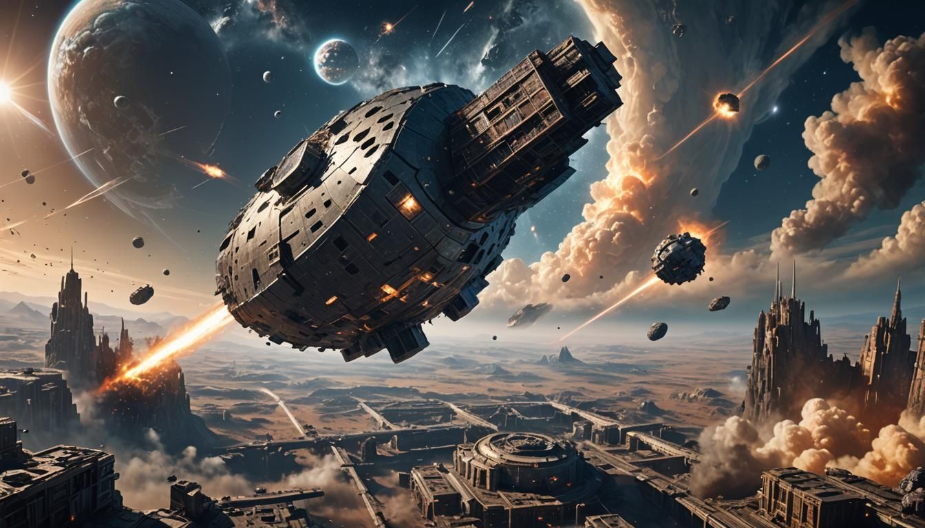 Meteorite Destroys Space Station in Steampunk Style