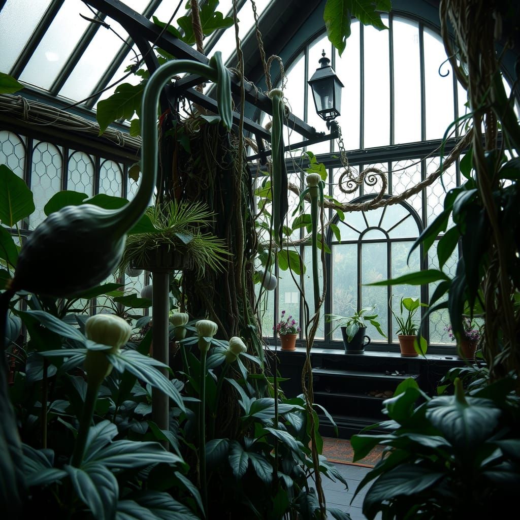Evil Plants Overgrow Gothic Victorian Greenhouse