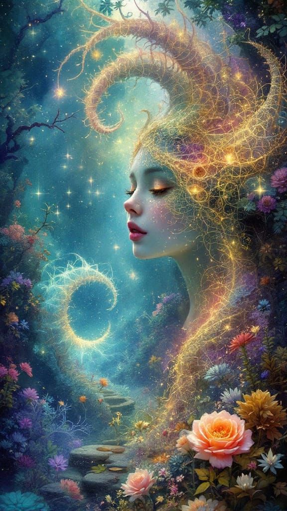 Enchanted Mystical Fantasy Scene with Ethereal Magic