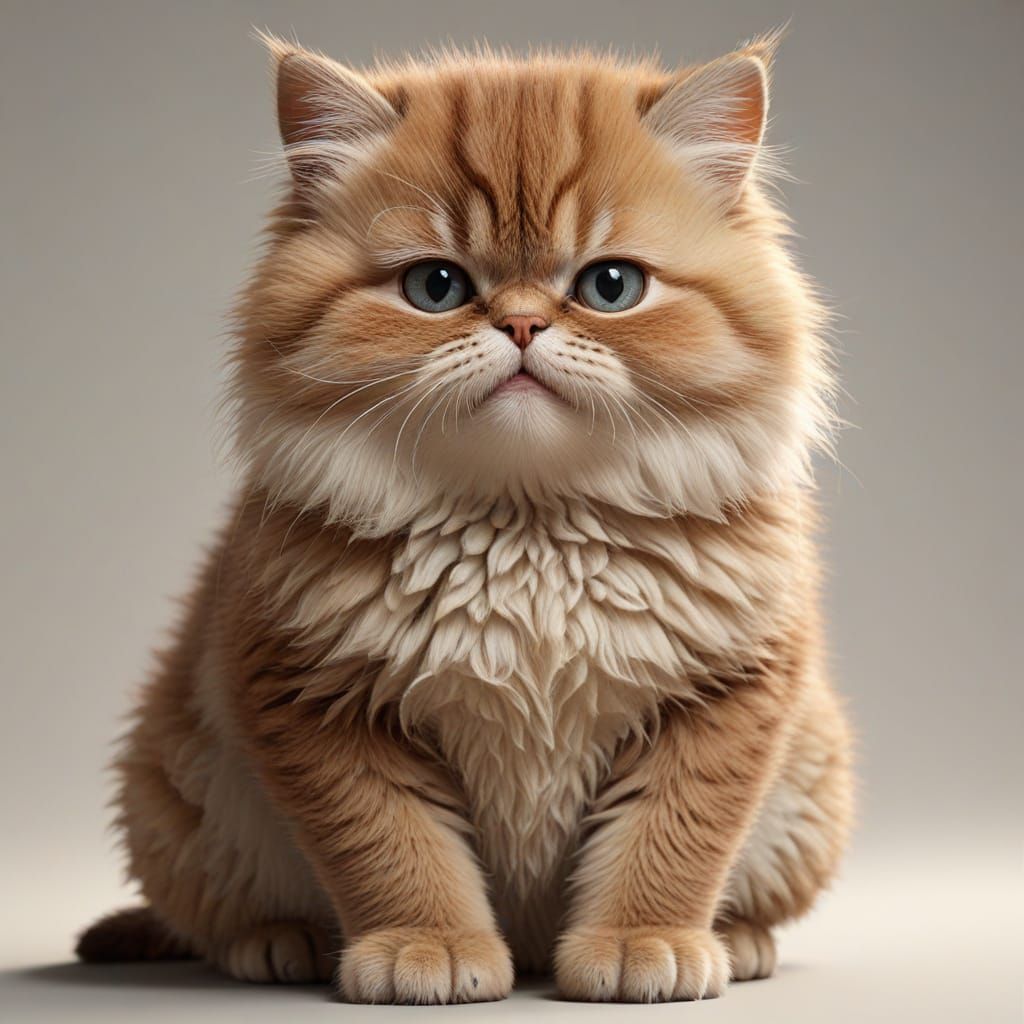 Adorable Muscular Kitten with Enormous Gut and Sweet Face