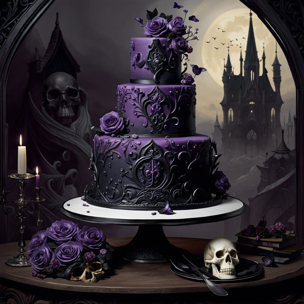 Purple Goth Cake