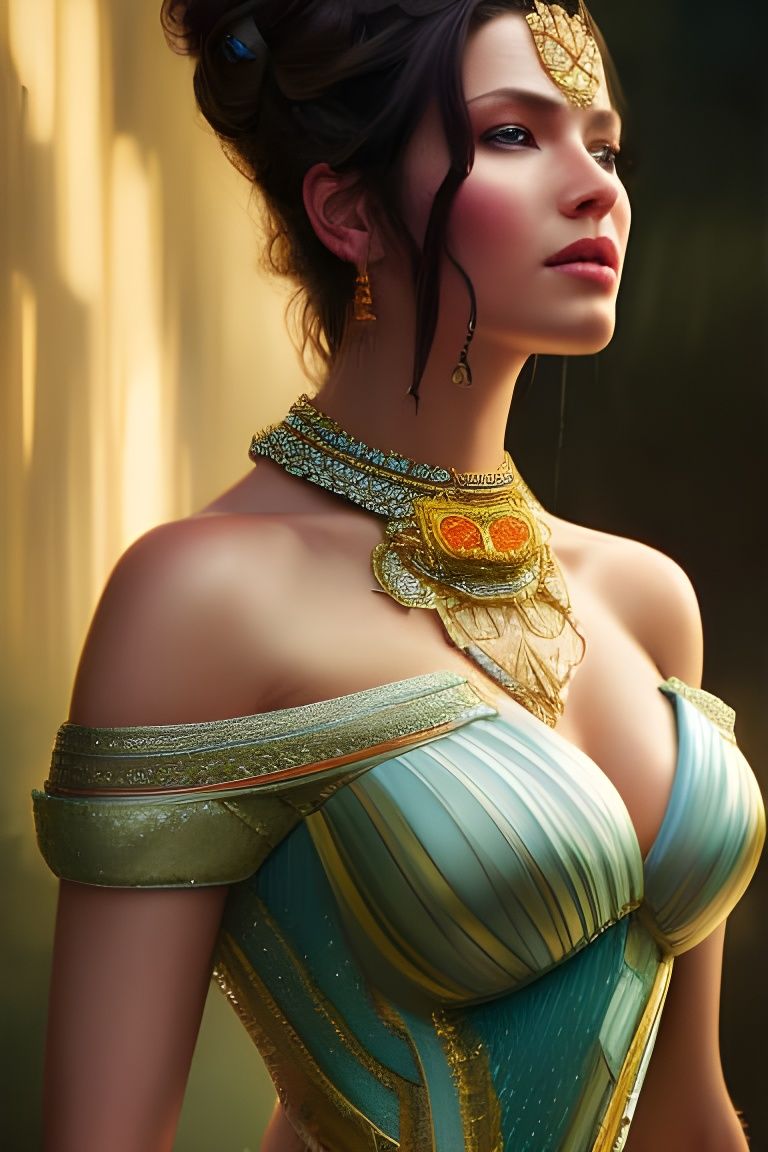 Beautiful Woman with Jewels: Hyperdetailed Portrait