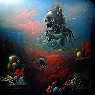 Horrific Deep Sea Art in Surrealist Style