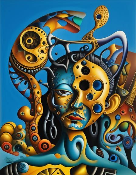 Surrealist Jazz Scene in a Melting, Matte Canvas