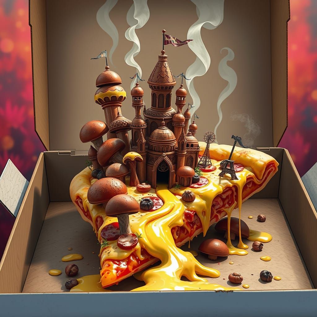 City of Sausage and Cheese on Pizza Slice