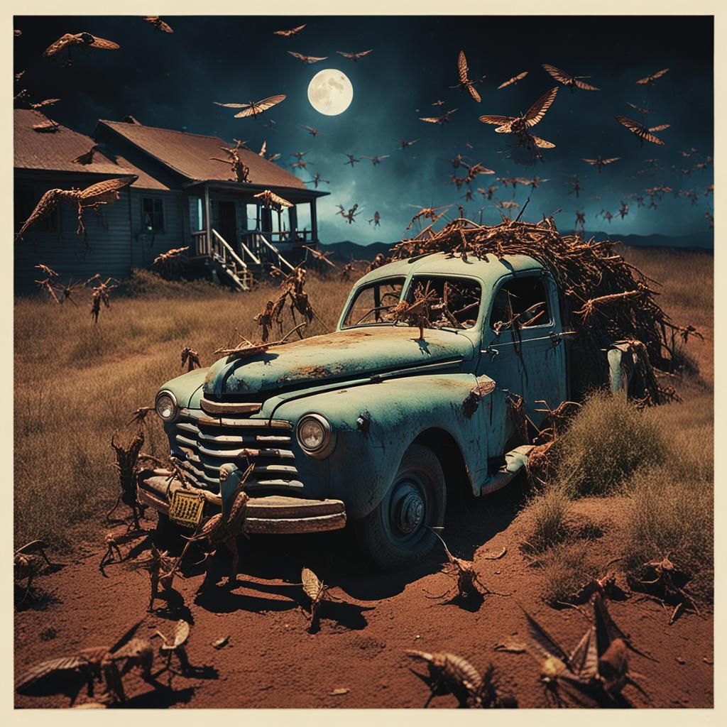 Dramatic Cinematic Film Still: Night of the Locusts