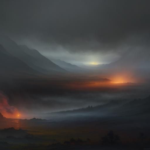 Misty Moorland Train in Style of Turner