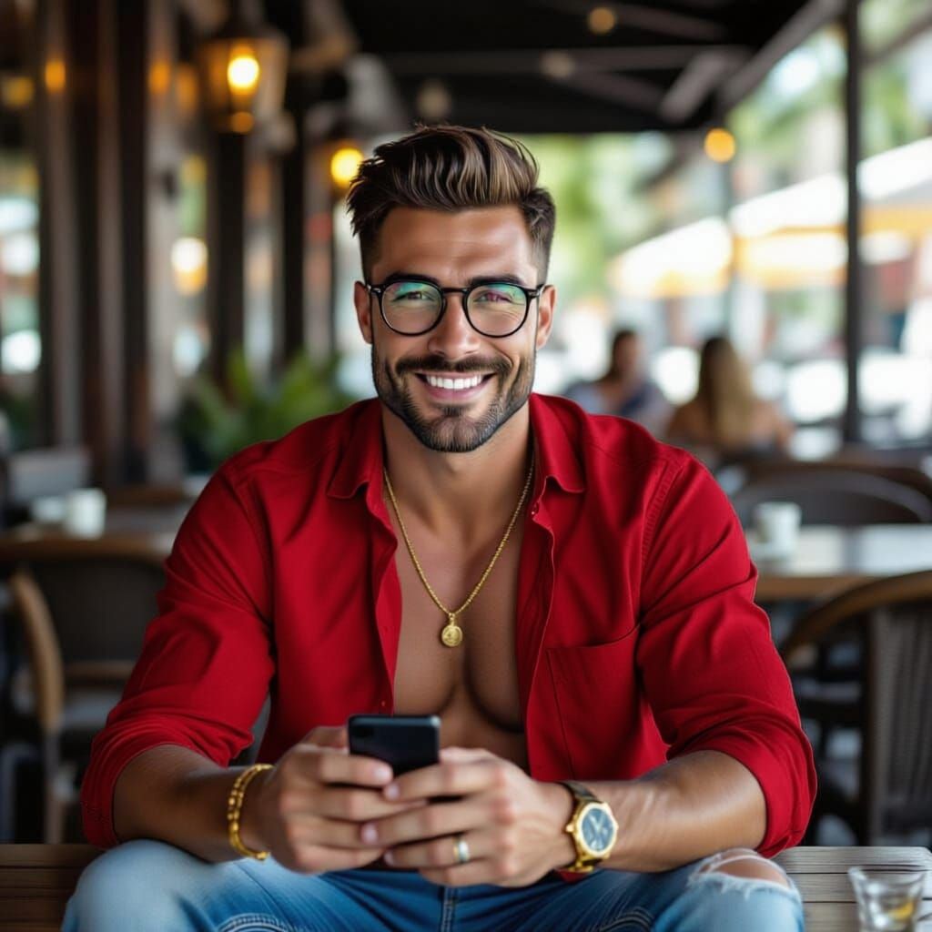 BLACK-RIMMED GLASSES ③