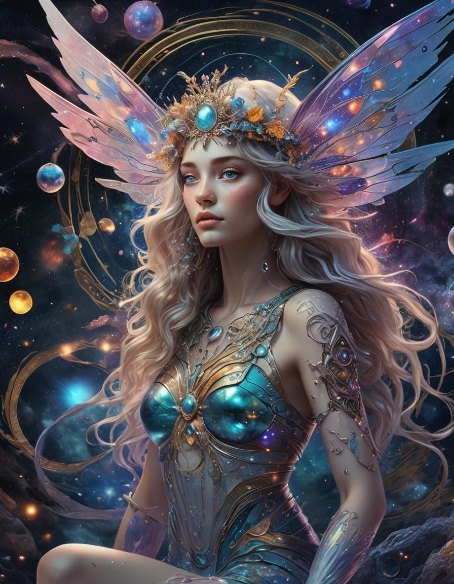 Cosmic Fairy Holographic Astral Illustration