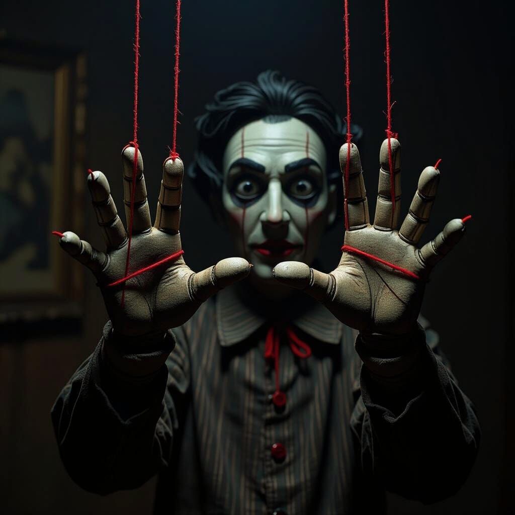 Creepy Puppeteer Hands with Red String