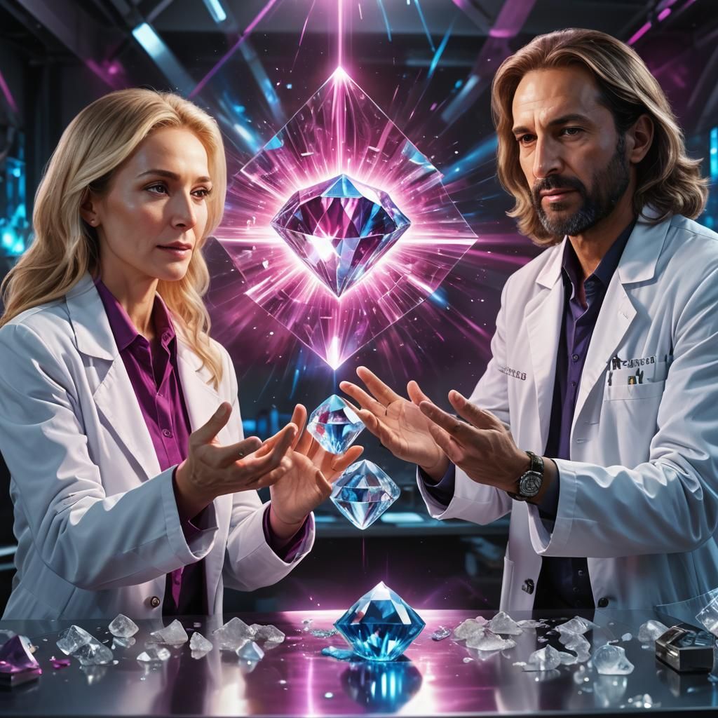 Diamond Crystal in Science Lab: Hyperrealistic Digital Art