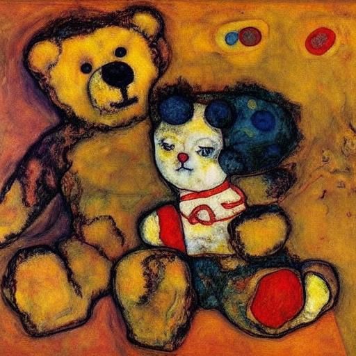 Teddy Bear with Honey in Surreal Expressionist Style