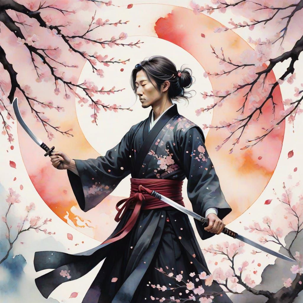 Swordmaster in Cherry Blossom Dreamscapes