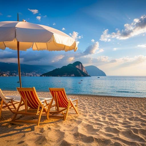 Surreal Summer Beach Scene in Dali Style