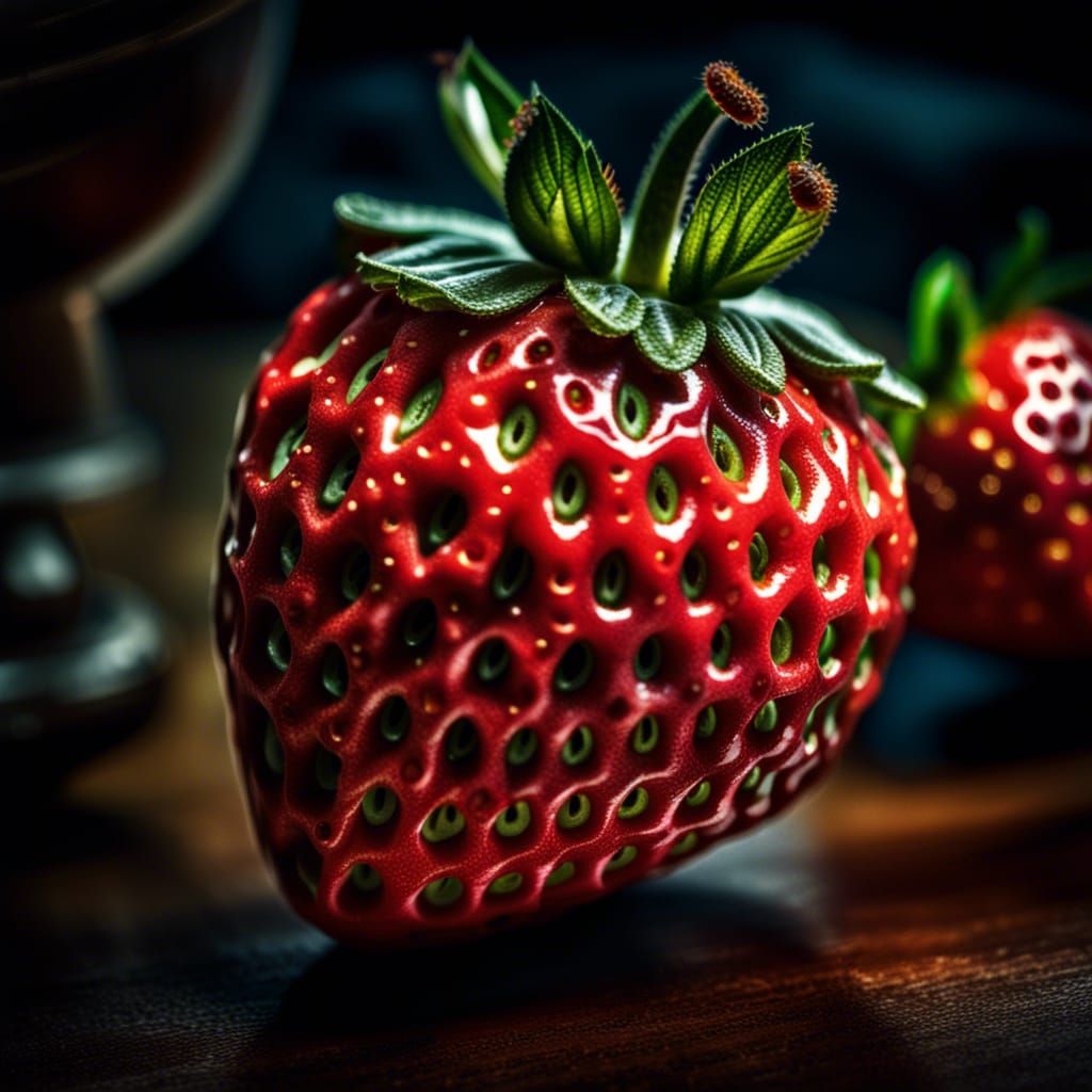 Strawberry Grenade About to Explode: Hyperrealistic Image