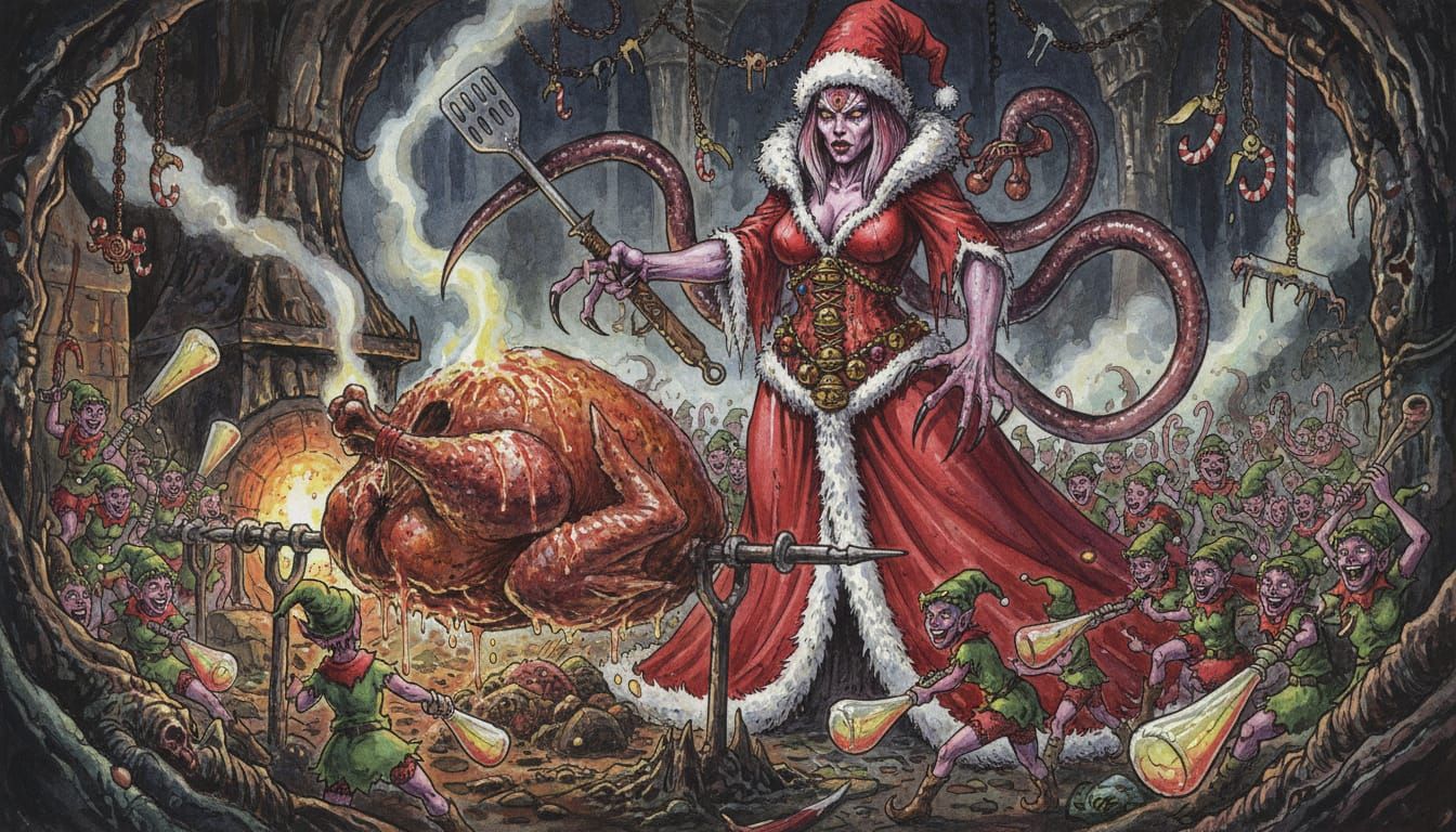 Epic Daemon Mrs. Claus Cooks Kaiju Turkey