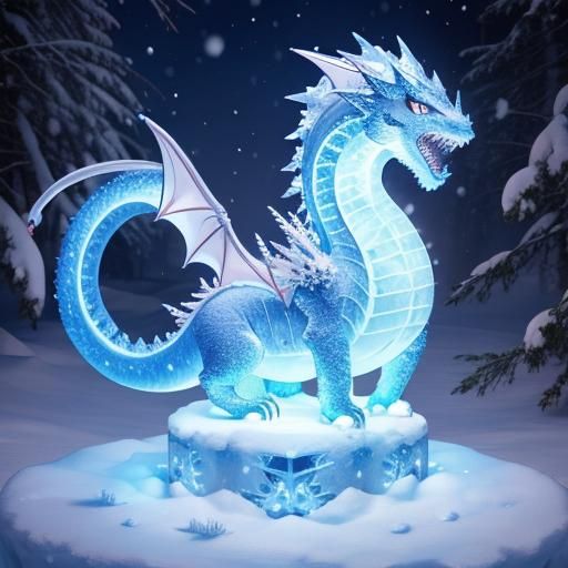 Cute Ice Dragon Snowball Fight in Winter Wonderland