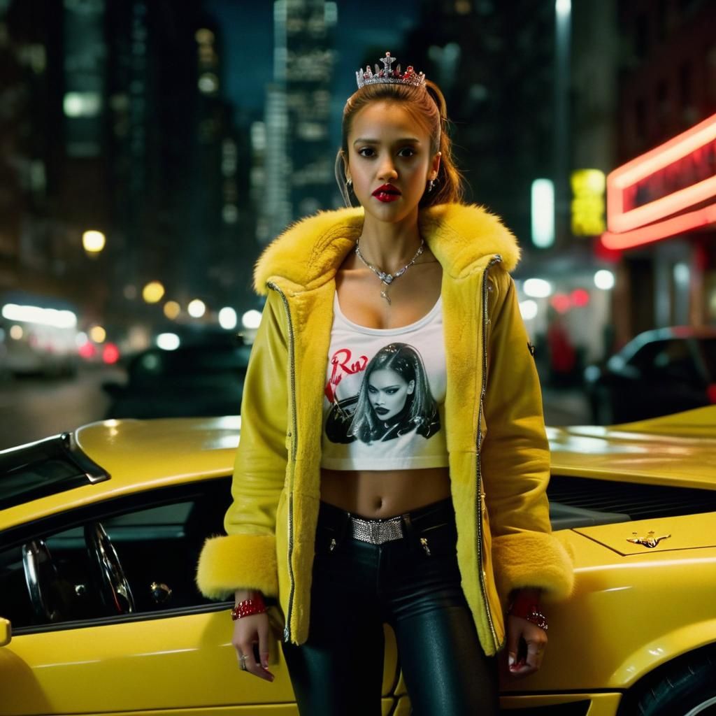 Jessica Alba as Street Racer in Neon Cityscape