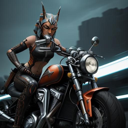 Ahsoka as a Biker Girl: Hyperrealistic Portrait