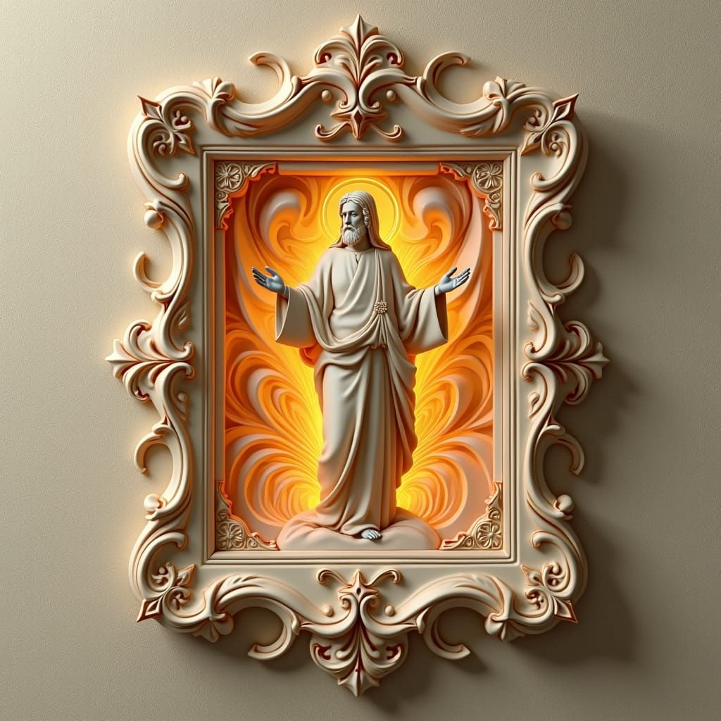 Merciful God in Ornate Baroque 3D Frame
