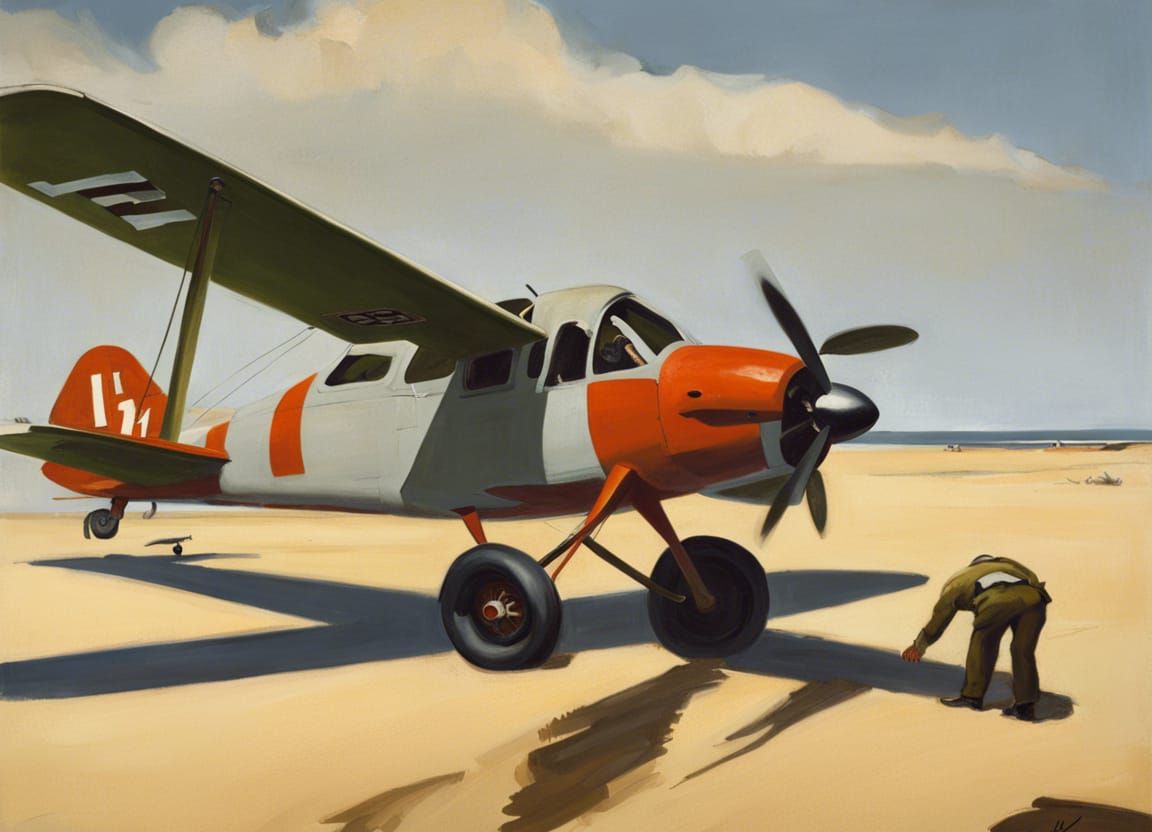 Plane Crash in Oil Painting Style