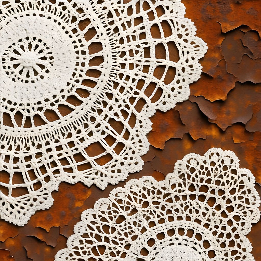 White Lace Peeling Rust Collage