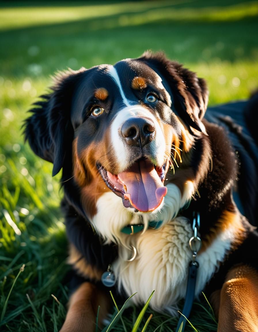 Bernese Mountain Dog Portrait in Detailed Focus