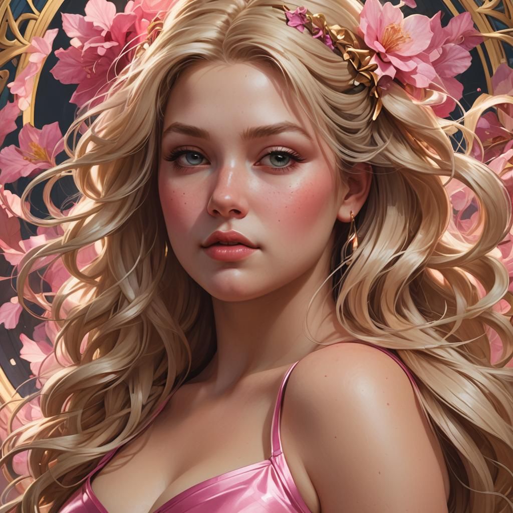 Curvy Woman Portrait in Hyperdetailed Digital Art Style