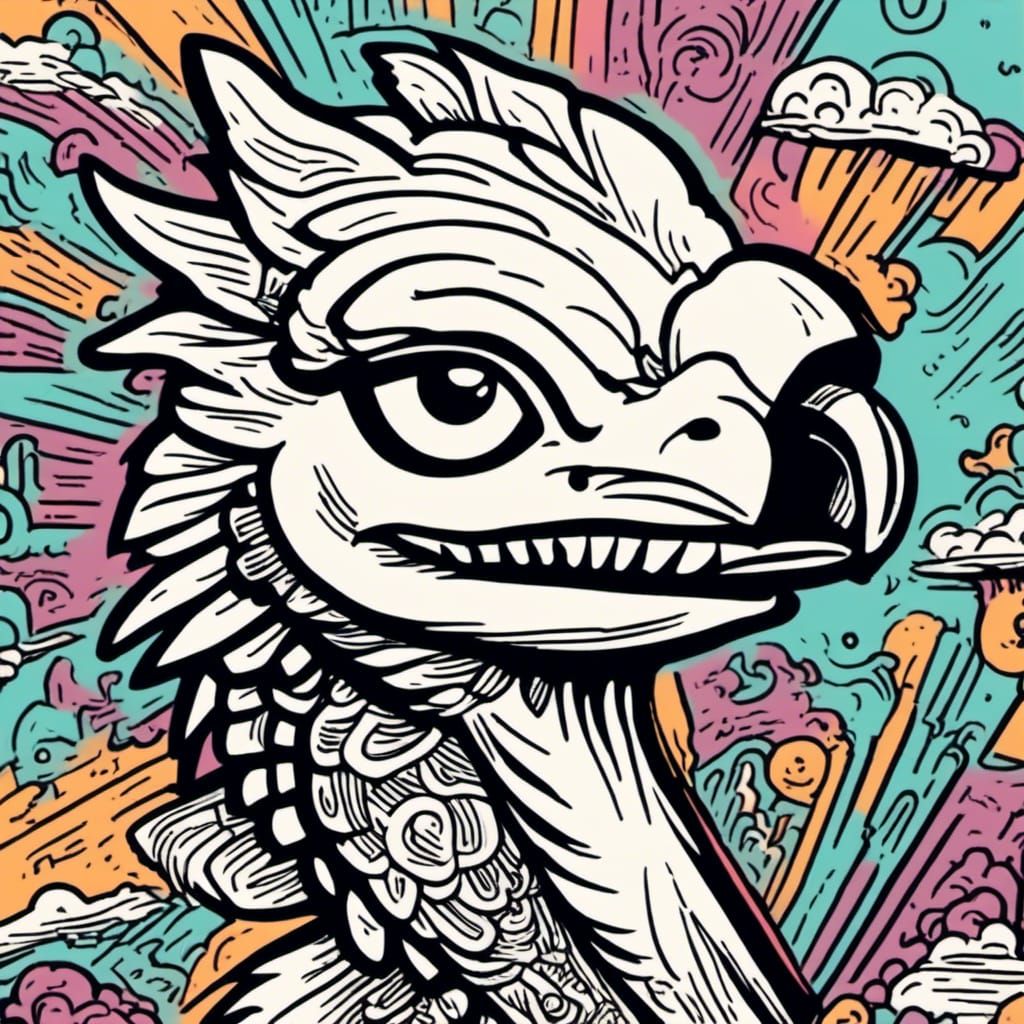 Naive Pop Art Hawk Head with Wide Smile