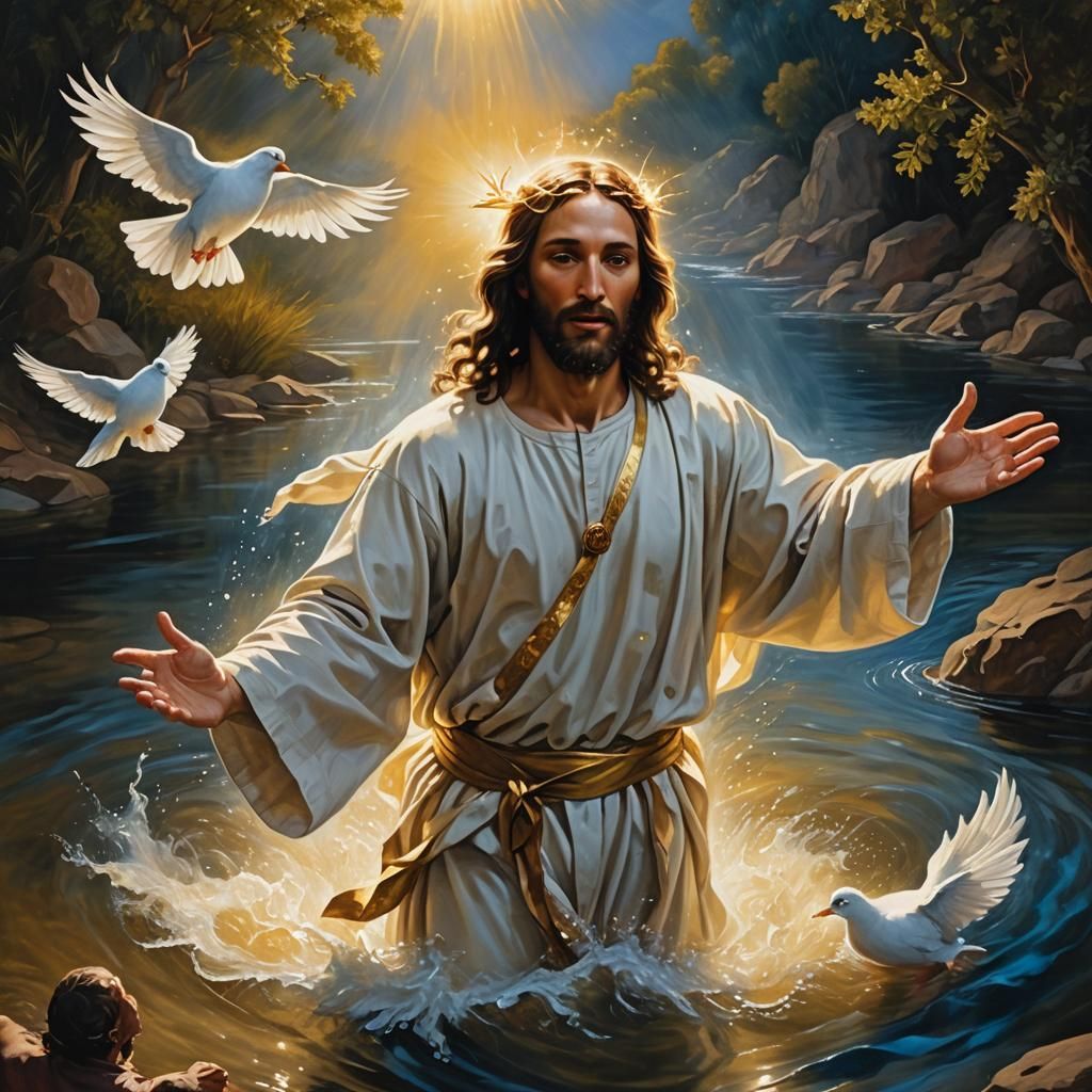 Jesus's Baptism: A Baroque Oil Painting of Divine Interventi...