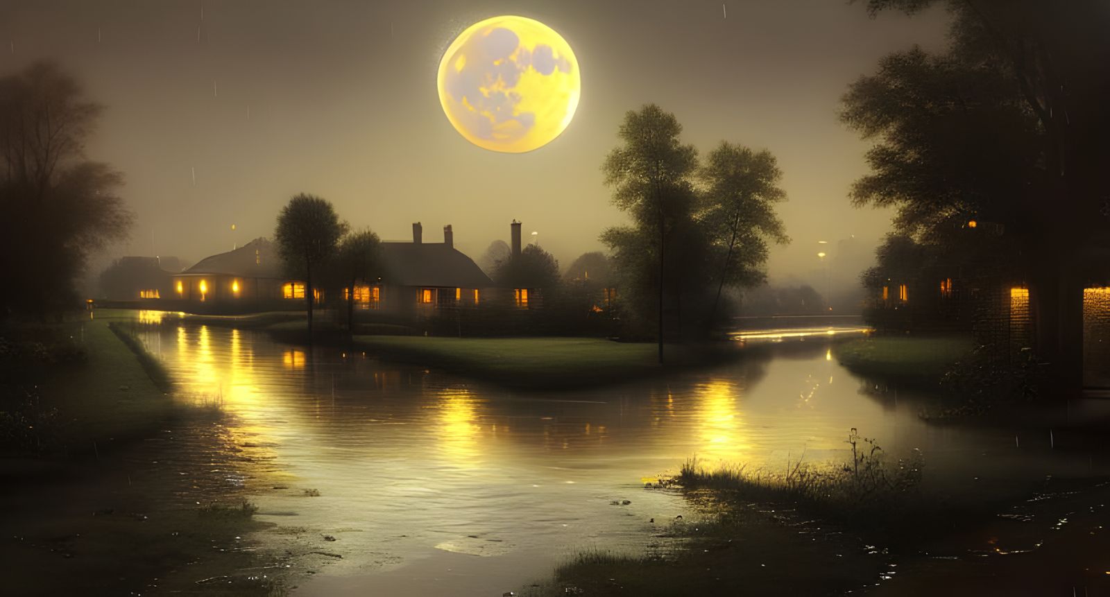 Rural Street at Late Evening in Hyperrealism