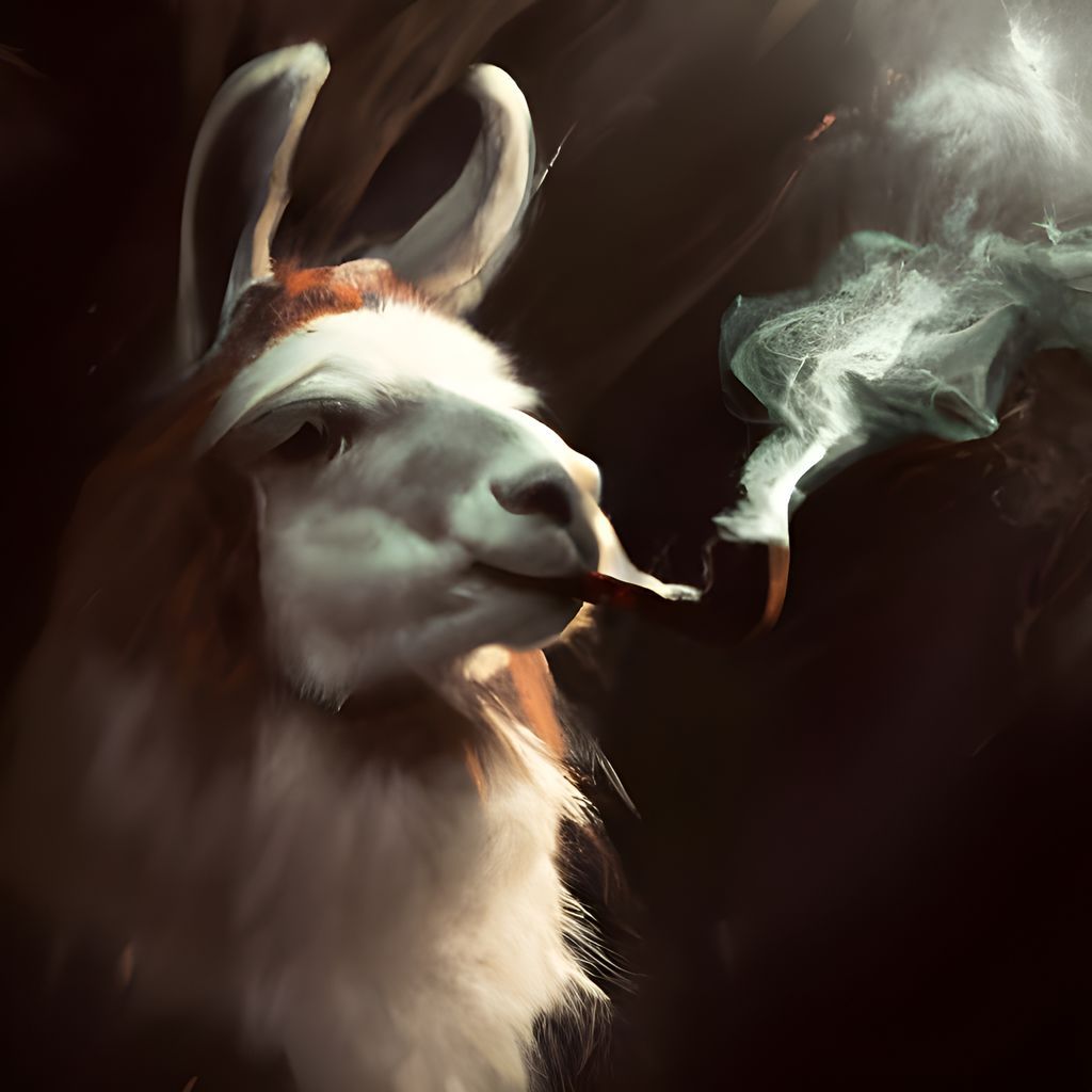 Anthropomorphic Llama Smoking Pipe: 3D Render
