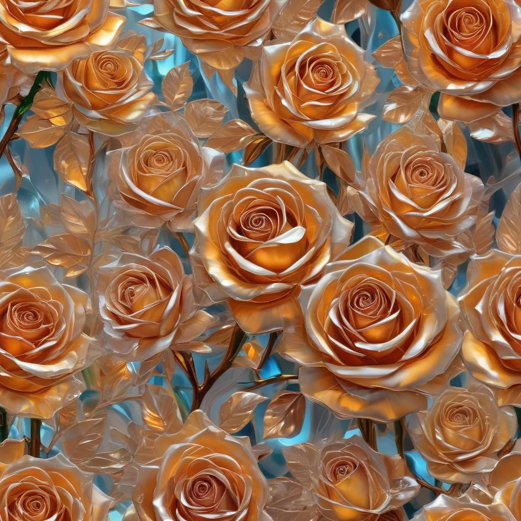 Luminous Orange Crystal Rose Impasto Oil Painting