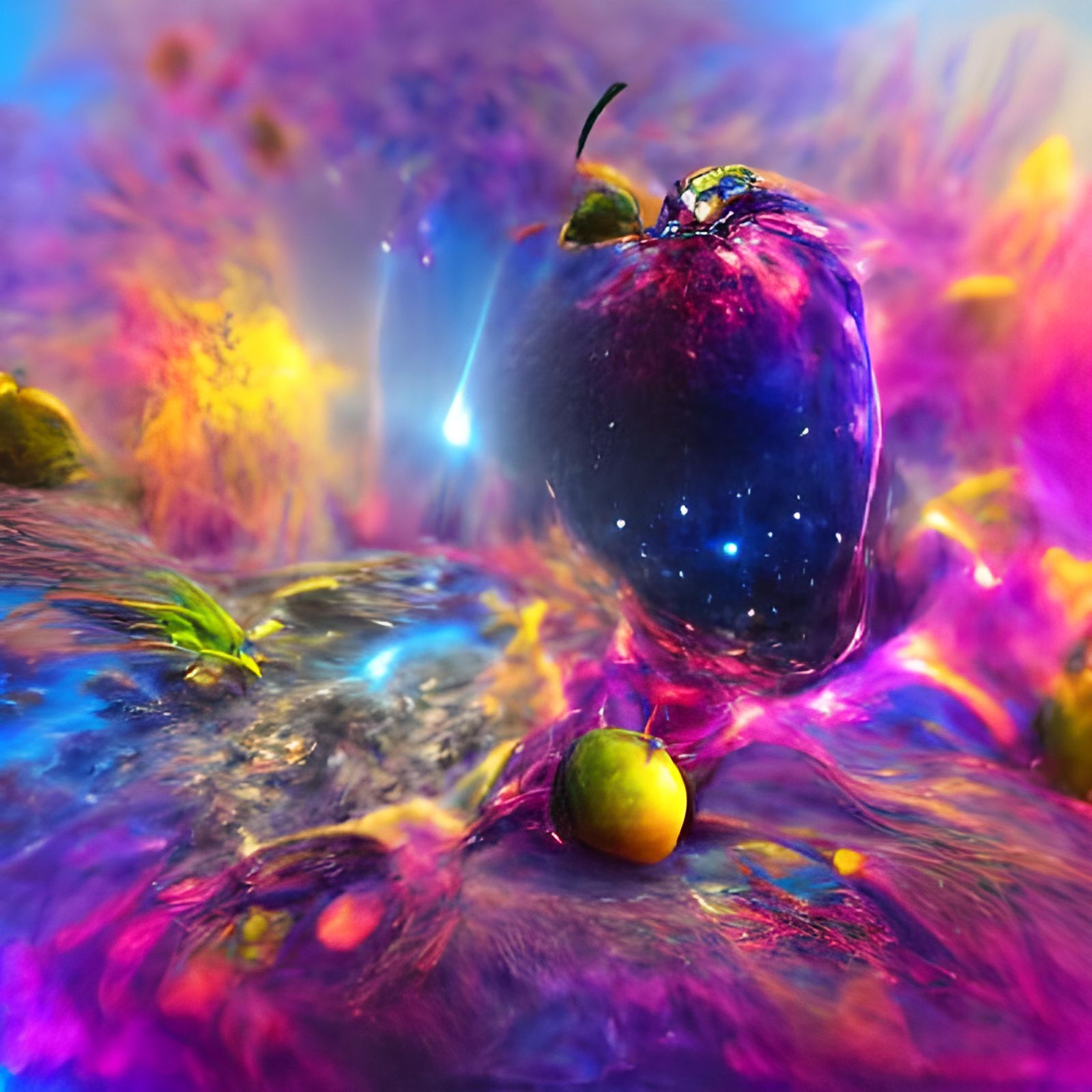 Psychedelic Cosmic Apple with Ray Tracing in 8K
