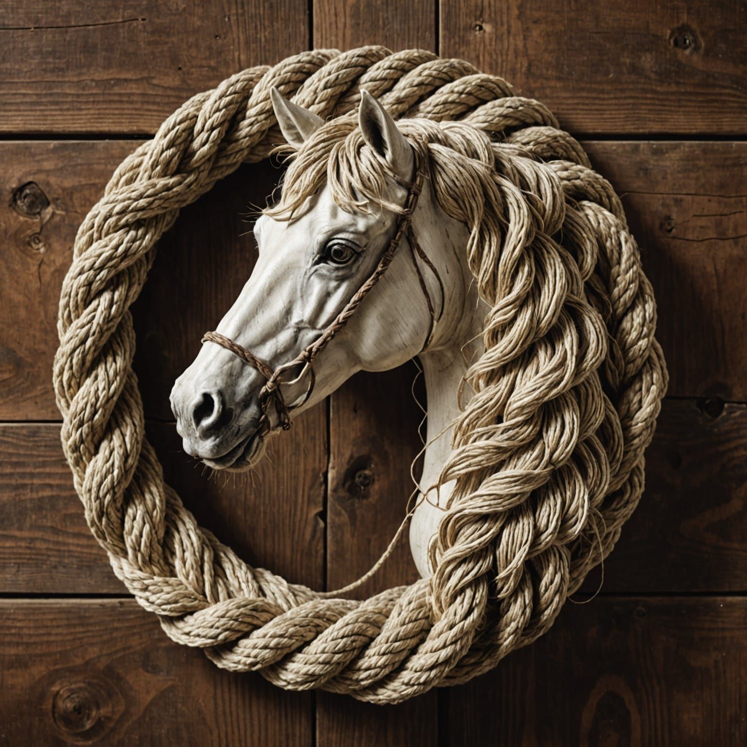 Nautical Knot: Intricate Rope Horse Sculpture