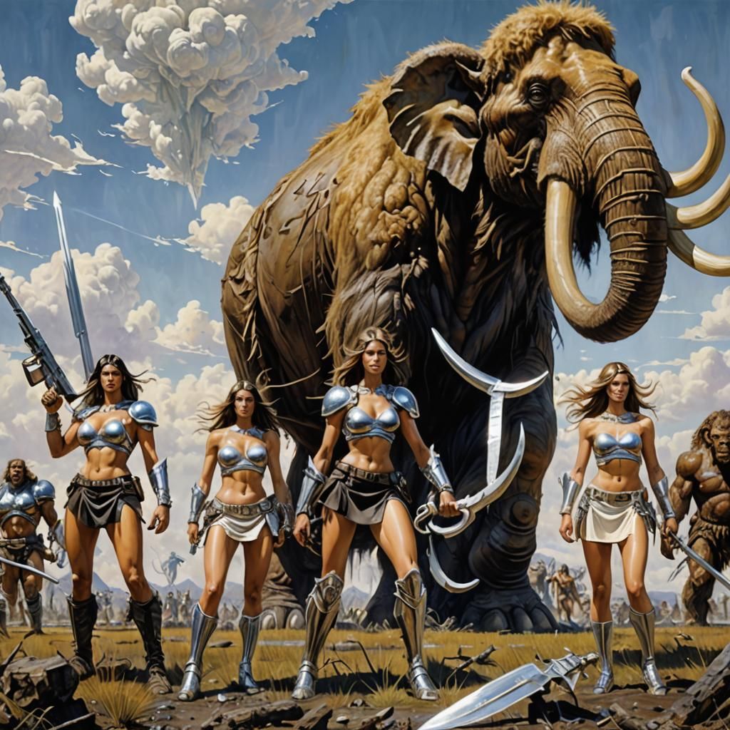 Futuristic Mammoth Hunt: Sci-Fi Fantasy Adventure