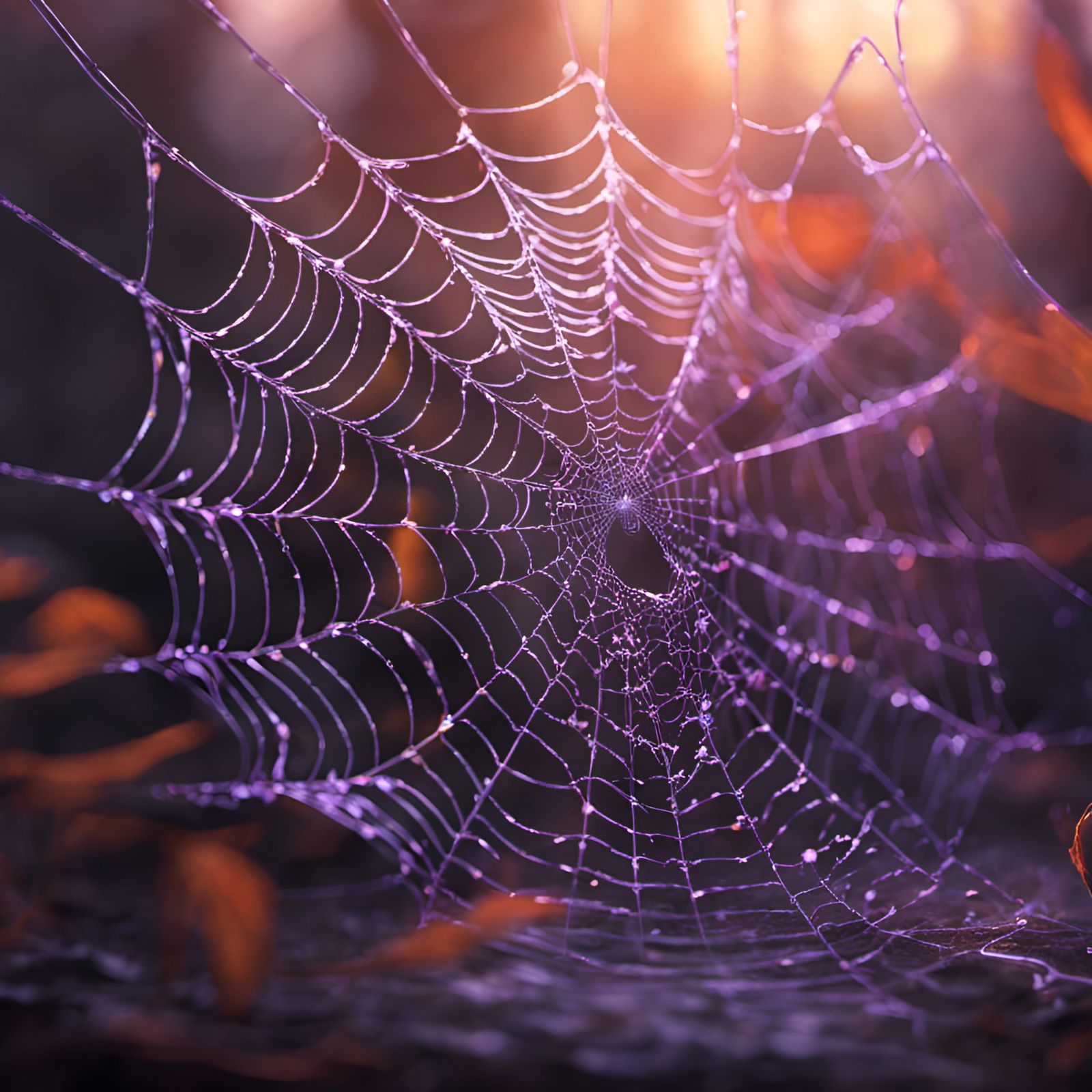 Iridescent Spiderweb in Morning Sun: Fantasy Concept Art