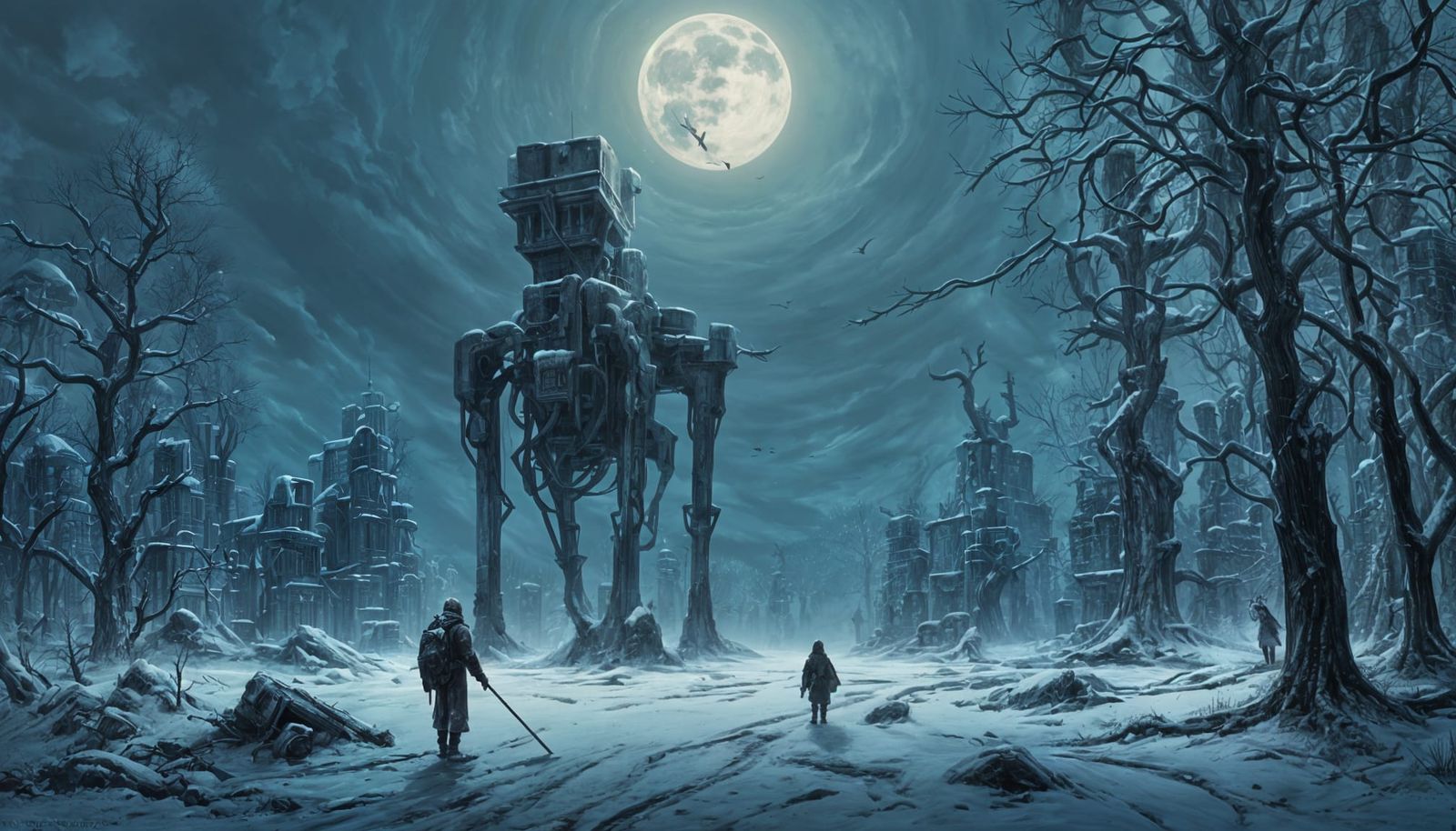 Ethereal Moonlit Ritual Scene in Symbolic Style