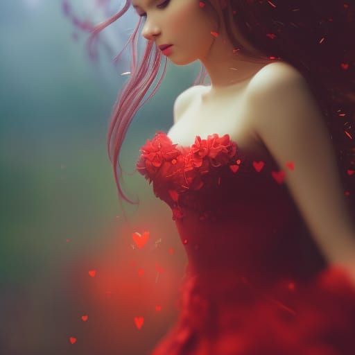 Valentine Fairy Lady Portrait in Hyperdetailed Style